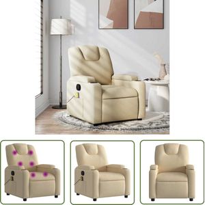 The Living Store Massagestoel verstelbaar stof crèmekleurig - Massagestoel - Relaxstoel - Ergonomische Stoel - Elektrische Massage - Lounge Stoel