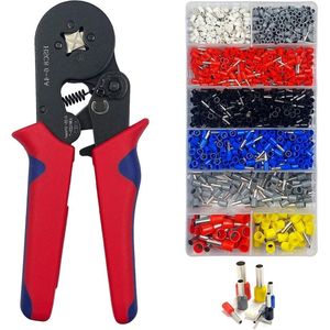 Krimptangset adereindhulzen - assortiment met 1200 stuks - premium geïsoleerde kabeleindhulzen - zelfinstellend - elektriciens - 05-10 mm²