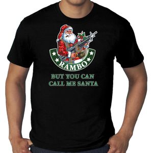 Grote maten fout Kerstshirt / Kerst t-shirt Rambo but you can call me Santa zwart voor heren - Kerstkleding / Christmas outfit XXXL