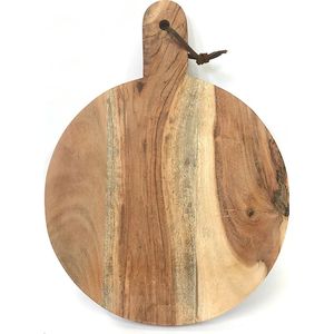 Ronde snijplank-borrelplank 30cm doorsnede acaciahout. Hapjesplank - tapasplank - kaasplank - broodplank
