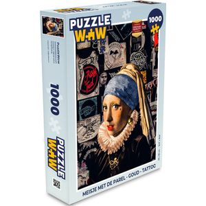 Puzzel Meisje met de Parel - Goud - Tattoo - Legpuzzel - Puzzel 1000 stukjes volwassenen