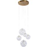 Atmooz - Hanglamp Camau 5 - G4 - Industrieel - Woonkamer / Slaapkamer / Eetkamer - Plafondlamp - Zwart - Hoogte 140cm - Metaal en glas