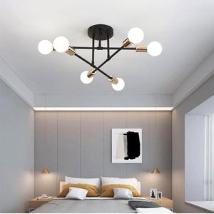 Hanglamp Kroonluchter industriële vorm zwarte goud E27 plafondlamp slaapkamer woonkamer keuken hal