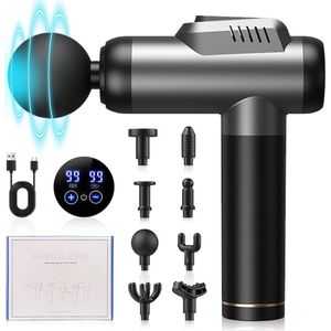 Diep Weefsel Massagepistool met 8 Verwisselbare Massagekoppen - Professionele Spiermassage, Draagbaar en Stijlvol, Ideaal voor Thuis en Kantoor