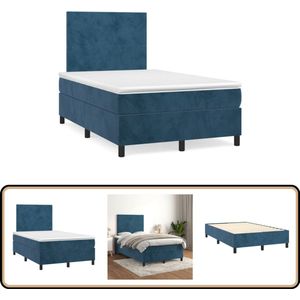 vidaXL Boxspring met matras fluweel donkerblauw 120x190 cm