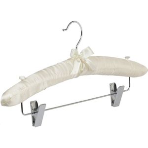 De Kledinghanger Gigant - Knijperhanger - Satijnhanger - Volwassenen - 5104 - 40 Stuks - Ivoor - Creme - Verschuifbare Anti-slip knijpers - Chromehaak - 38 cm - Rokhanger - Broekhanger - Pantalonhanger (5104/40)