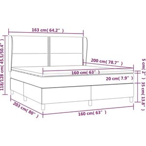 vidaXL - Boxspring - met - matras - stof - zwart - 160x200 - cm