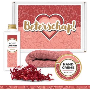 Brievenbus cadeau ""Beterschap"" - 3 Producten - 200 Gram - Roze | Brievenbusdoosje Doosje - Brievenbuspakketje Pakketje –Brievenbuscadeautje Cadeautje - Cadeaupakket Cadeaupakketje - Geschenk - Brievenbuscadeau Brievenbusdoos