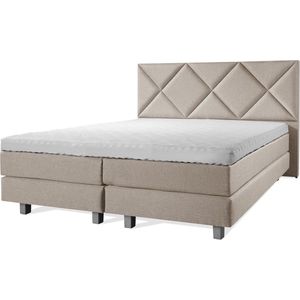 Boxspring Luxe 120x210 Ruiten Taupe Lederlook