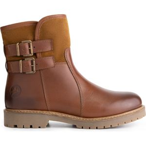 Travelin' Hestnes - Halfhoge dames enkellaarsjes - Boots met gesp - Cognac