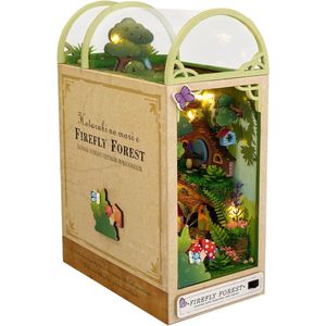 CNL Sight Boek Nook Kit - DIY 3D Houten Puzzels Boekenplank Invoegen Diorama Decor - poppenhuiskit -3D Houten Puzzel Firefly Forest Decoratieve Boekensteun met Verlichtingssets voor tieners en volwassenen