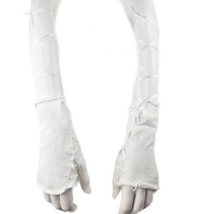 BamBella® Vingerloos Wit korte handschoenen - One Size - Lint veter sluiting