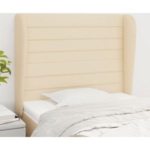 vidaXL Hoofdbord met randen - Crème - 83x23x128 cm Hoofdboard - Hoofdkussen - Beddecoratie - Bedroom Decor - Stoffen Headboard - Creme Kleur - Vintage Style - Leeshoek - Tv Hoek