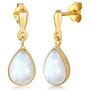 Elli PREMIUM Dames Oorbellen Elli PREMIUM Oorhangers Dames druppel Elegant met maansteen in 925 sterling zilver verguld