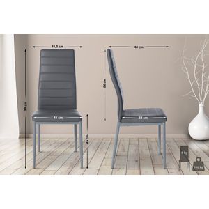 In And OutdoorMatch Eetkamerstoelen Karly - Grijs - Set van 6 - Kunstleer - Hoogwaardige bekleding - Luxe eetkamerstoelen - Stijlvolle uitstraling