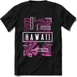 Hawaii Leafs | TSK Studio Zomer Kleding  T-Shirt | Roze | Heren / Dames | Perfect Strand Shirt Verjaardag Cadeau Maat 3XL