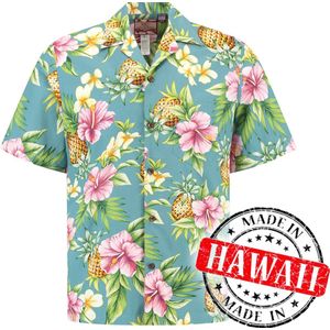 Hawaii Blouse Mannen - Shirt - Hemd - 100% Katoen - Overhemd Heren Korte Mouw - Made in Hawaii ""Blouse Pineapple Paradise"" Maat S