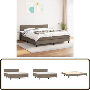 vidaXL Boxspring - Taupe - 180x200 cm - Inclusief Matras Boxspringbed - Verstelbare Hoofdbord - Pocketvering Matras - Middelharde Matras - Taupe Kleur