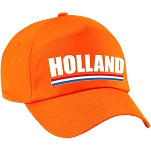 8x stuks holland supporters pet oranje voor jongens en meisjes - kinderpetten - Nederland landen cap - supporter accessoire