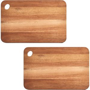 2x Rechthoekige acacia houten snijplanken 41 cm - Zeller - Keukenbenodigdheden - Kookbenodigdheden - Snijplanken/serveerplanken - Houten serveerborden - Snijplanken van hout
