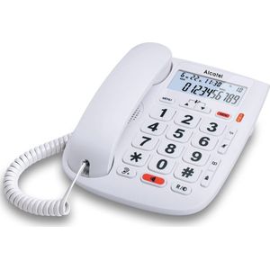 Alcatel TMAX20 vaste lijn huistelefoon Met grote toetsen voor slechtzienden Verlicht display Instelbaar volume Geschikt voor slechthorenden Optisch belsignaal Wit