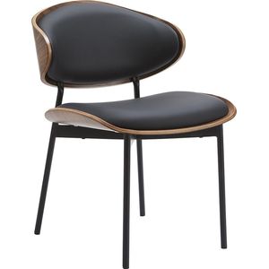 OHNO Furniture Milton - Houten Eetkamerstoel met Leer - Zwart