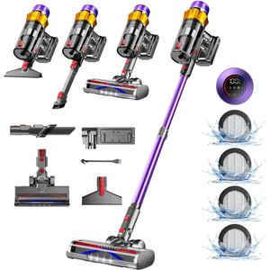 Elekiatech Steelstofzuiger - 60000Pa - 550W LED Steelstofzuiger Draadloos - Max 70 min Werktijd - 1,6L Stofreservoir - Geschikt voor Tapijten, Harde Vloeren en Dierenharen - Gold