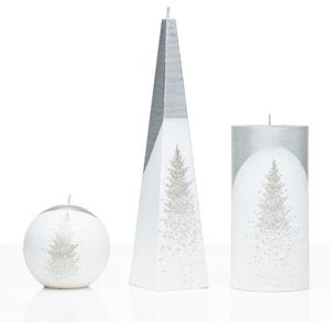 Kaarsen - Set - Handgeschilderd - zilveren kerstboom  - kerst - kaars - kerstverlichting
