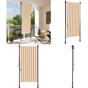 vidaXL Rolgordijn voor buiten 120x270 cm stof en staal oranje en wit - Tuinrolgordijn - Tuinrolgordijnen - Zonwering - Gordijn