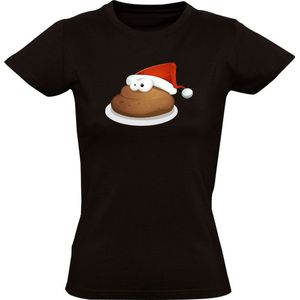 Poep met een kerstmuts Dames T-shirt - kerst - christmas - kerstmis - feestdag - grappig