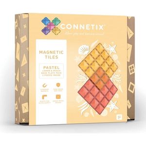 Connetix - 2 Pastel Lemon basisplaten 30 x 30 cm - magnetisch constructiespeelgoed