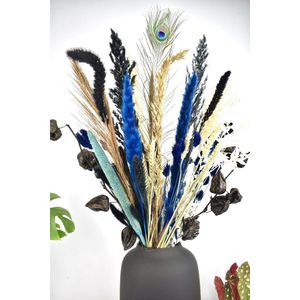 Droogbloemen - boeket 80 cm - Stijlvol Blauw - Natuurlijk Bloemen