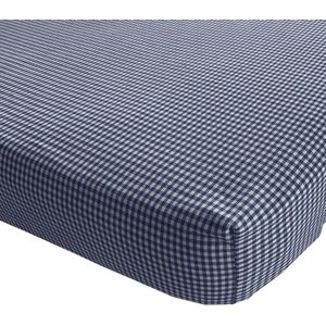 BINK Bedding Hoeslaken BB ruit marine 2 mm - Ledikant 60 x 120 - boerenbont blauw