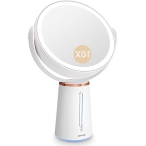 Make-up Spiegel LED Verlicht 1X/10X Vergroting 10 Dimbare Helderheidsniveaus - Dubbelzijdige Cosmeticaspiegel Scheerspiegel - Oplaadbaar 360° Draaibaar voor Thuis en Onderweg