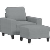 vidaXL - Fauteuil - met - voetenbank - 60 - cm - stof - lichtgrijs