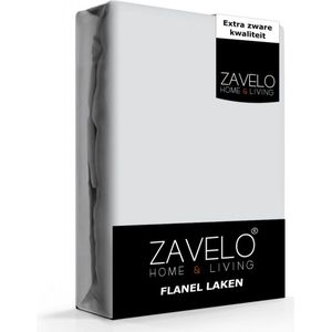 Zavelo Deluxe Flanel Laken Licht Grijs - 2-persoons (200x260 cm) - 100% katoen - Extra Dik - Zware Kwaliteit - Hotelkwaliteit