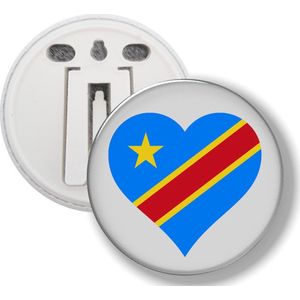 Button Met Clip - Hart Vlag Congo