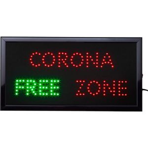 Led bord - Corona free zone - Led borden - Led sign - 50 x 25cm - Led verlichting - Led lamp - Accessoires - Light box