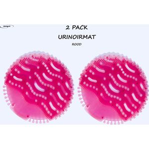 Urinoir Matten - Urine Mat - 2 Pack Rood - Anti spat mat WC - Toilet Mat - Duo verpakking - Frisse geur - Anti Splash Mat - Wc Rooster - Urinoir Rooster
