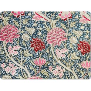 Muismat XXL - Bureau onderlegger - Bureau mat - Bloemen - Vintage - Roze - Botanisch - 80x60 cm - XXL muismat