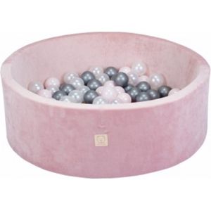 Misioo Ballenbak|  Rond 90x30 | Velvet Pink | incl. 150 ballen | Pearl/Silver/Light Pink