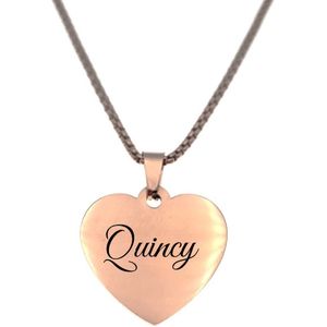 Ketting - Hart - Met Naam - Quincy - Rosegoud