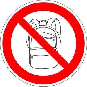 Rugtassen en backpack verboden bord - kunststof 400 mm