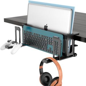 Verstelbare Tweelaagse Laptophouder en Bureauorganizer voor Ruimtebesparing en Eenvoudige Montage