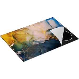 Chefcare Inductie Beschermer Abstracte Kunst - Donker Blauwe Acryl - 77x51 cm - Afdekplaat Inductie - Kookplaat Beschermer - Inductie Mat