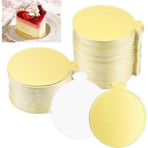 Cake boards rond 100 stuks - mousse cakeplanken goud papier - cupcake dessert display tray - wegwerp taartonderlegger - ronde set 8 cm