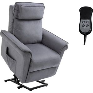 TRUUSK Fauteuil Met Sta-op-hulp, Tv-stoel, Massagestoel, Relaxstoel, Elektrische Sta-op-stoel Met Ligfunctie, Linnen Touch, Staal, Grijs, 86 X 95 X 106 Cm