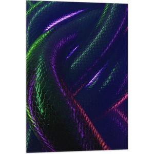 WallClassics - Vlag - Verwikkelende Slangen met Paars en Groene Gloed - 60x90 cm Foto op Polyester Vlag