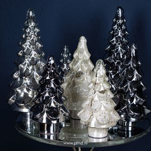 PTMD Quinty XL Kerstboom - H50 x Ø23 cm - Glas - creme