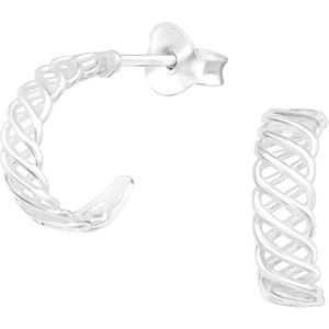 Joy|S - Zilveren oorringen - fantasie geweven - 3mm/ 11 mm - stud